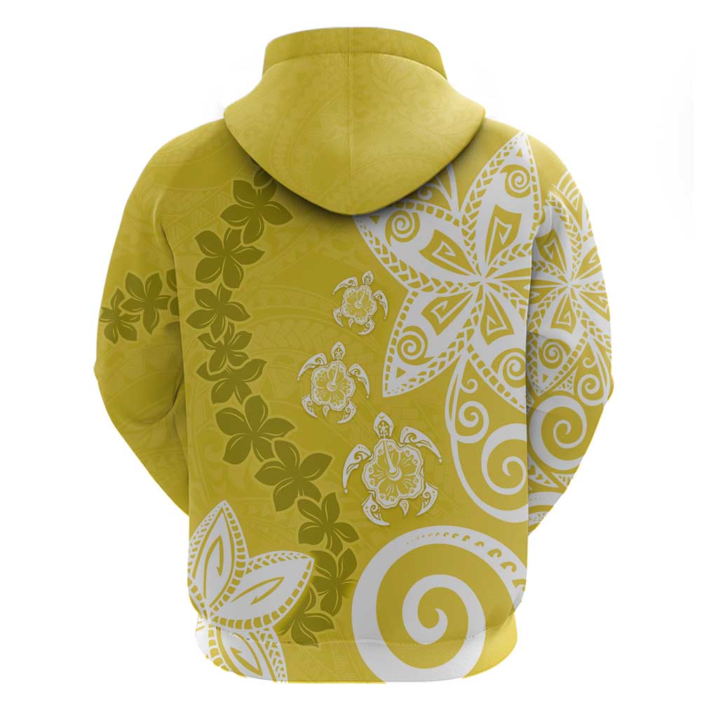 Polynesia Zip Hoodie Yellow Tribal Turtle Floral Pattern LT05 - Polynesian Pride