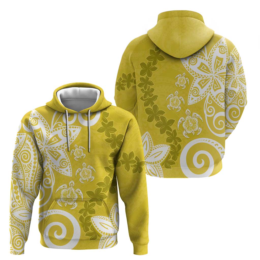 Polynesia Zip Hoodie Yellow Tribal Turtle Floral Pattern LT05 - Polynesian Pride