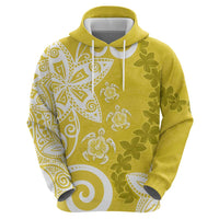 Polynesia Zip Hoodie Yellow Tribal Turtle Floral Pattern LT05 - Polynesian Pride