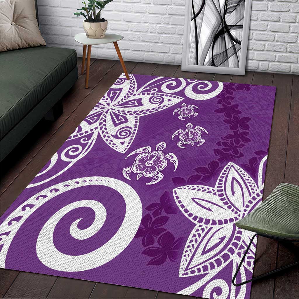 Polynesia Area Rug Purple Tribal Turtle Floral Pattern LT05 Purple - Polynesian Pride