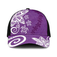 Polynesia Baseball Net Cap Purple Tribal Turtle Floral Pattern - Polynesian Pride