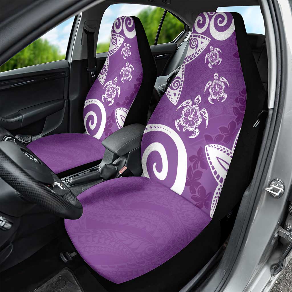 Polynesia Car Seat Cover Purple Tribal Turtle Floral Pattern LT05 - Polynesian Pride