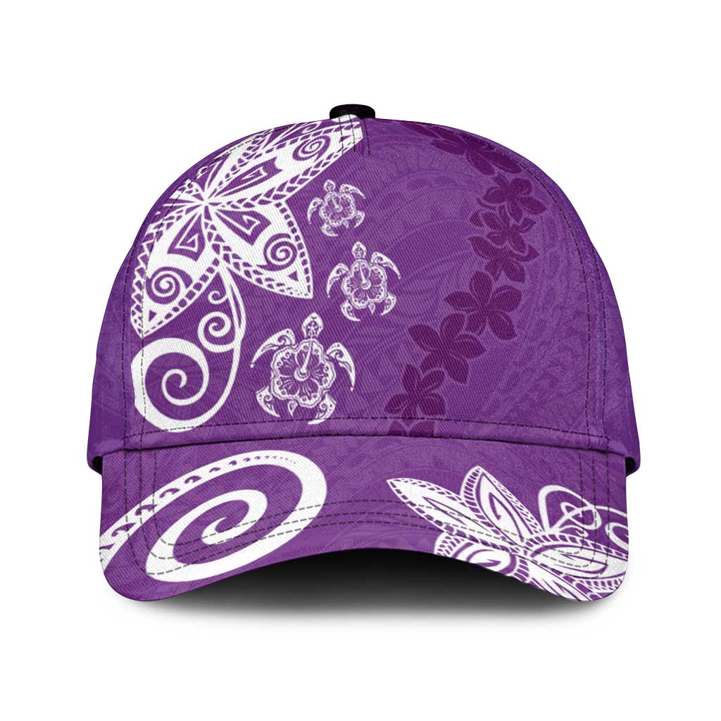 Polynesia Classic Cap Purple Tribal Turtle Floral Pattern - Polynesian Pride