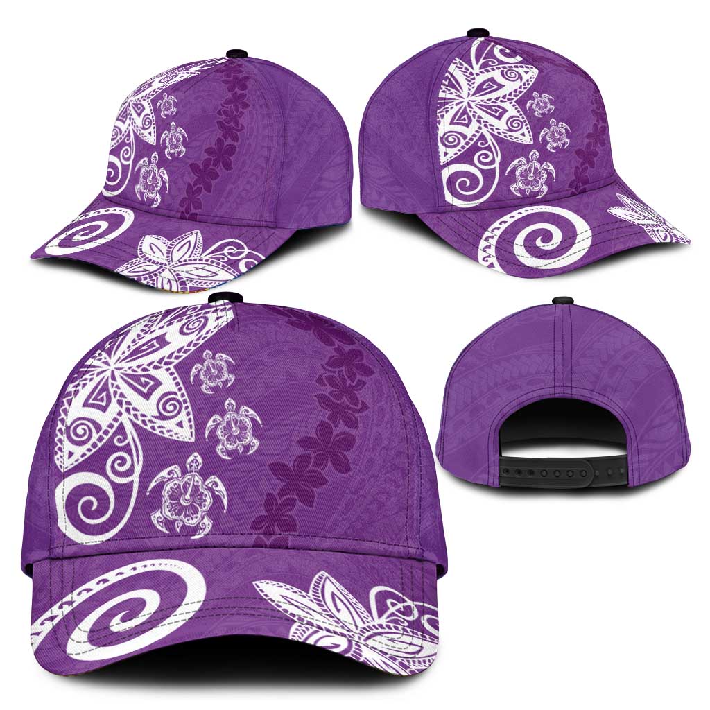 Polynesia Classic Cap Purple Tribal Turtle Floral Pattern - Polynesian Pride