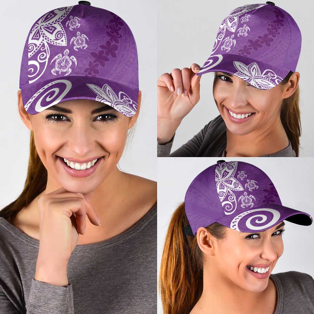 Polynesia Classic Cap Purple Tribal Turtle Floral Pattern - Polynesian Pride