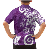 Polynesia Family Matching Mermaid Dress and Hawaiian Shirt Purple Tribal Turtle Floral Pattern LT05 - Polynesian Pride