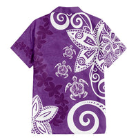 Polynesia Family Matching Mermaid Dress and Hawaiian Shirt Purple Tribal Turtle Floral Pattern LT05 - Polynesian Pride
