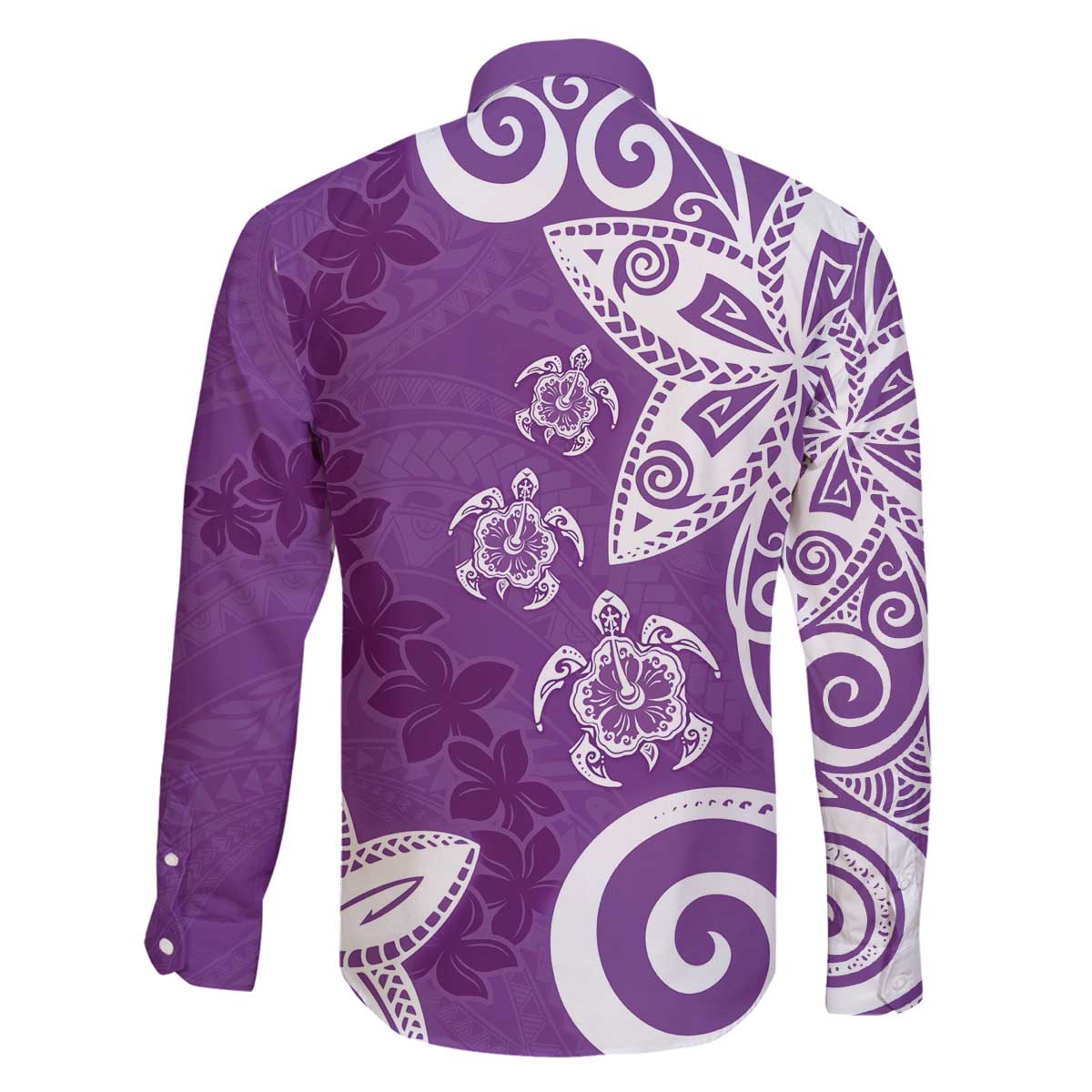 Polynesia Family Matching Off The Shoulder Long Sleeve Dress and Hawaiian Shirt Purple Tribal Turtle Floral Pattern LT05 - Polynesian Pride