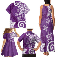 Polynesia Family Matching Tank Maxi Dress and Hawaiian Shirt Purple Tribal Turtle Floral Pattern LT05 - Polynesian Pride