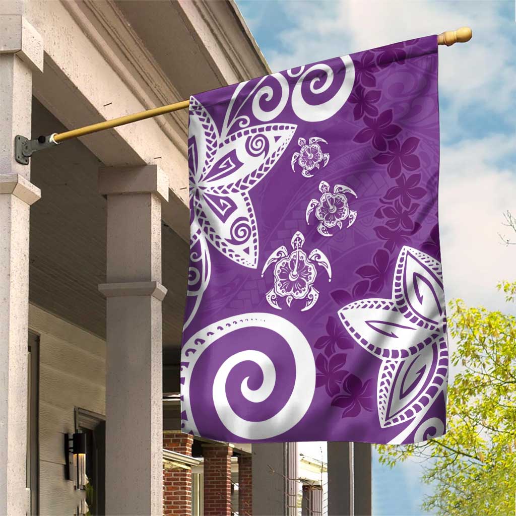 Polynesia Garden Flag Purple Tribal Turtle Floral Pattern LT05 House Flag Purple - Polynesian Pride