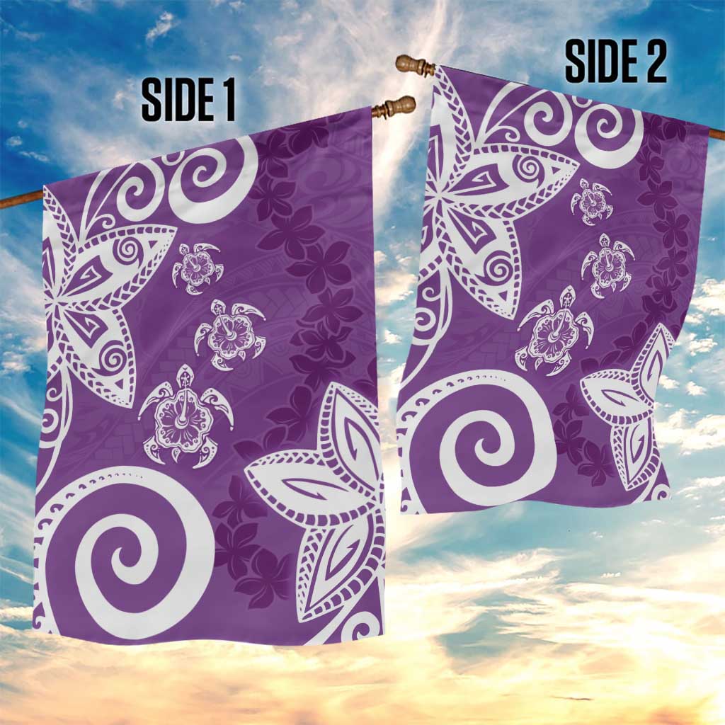 Polynesia Garden Flag Purple Tribal Turtle Floral Pattern LT05 - Polynesian Pride