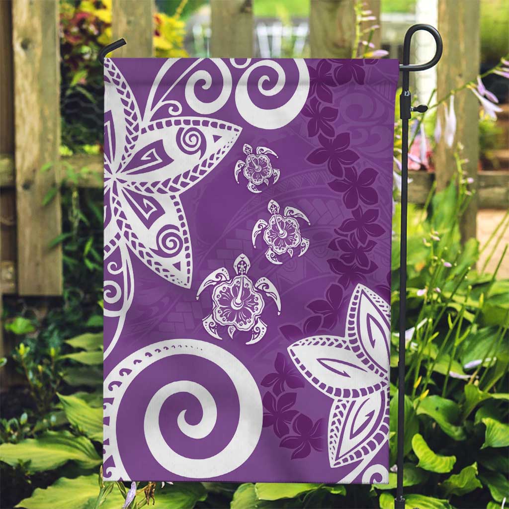 Polynesia Garden Flag Purple Tribal Turtle Floral Pattern LT05 Garden Flag Purple - Polynesian Pride