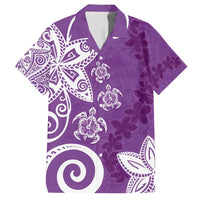 Polynesia Hawaiian Shirt Purple Tribal Turtle Floral Pattern LT05 Purple - Polynesian Pride