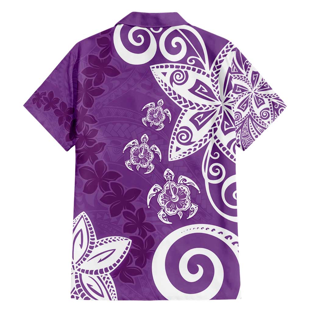 Polynesia Hawaiian Shirt Purple Tribal Turtle Floral Pattern LT05 - Polynesian Pride