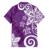 Polynesia Hawaiian Shirt Purple Tribal Turtle Floral Pattern LT05 - Polynesian Pride