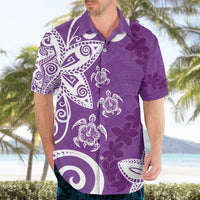 Polynesia Hawaiian Shirt Purple Tribal Turtle Floral Pattern LT05 - Polynesian Pride