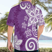 Polynesia Hawaiian Shirt Purple Tribal Turtle Floral Pattern LT05 - Polynesian Pride