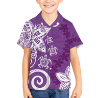 Polynesia Hawaiian Shirt Purple Tribal Turtle Floral Pattern LT05 - Polynesian Pride