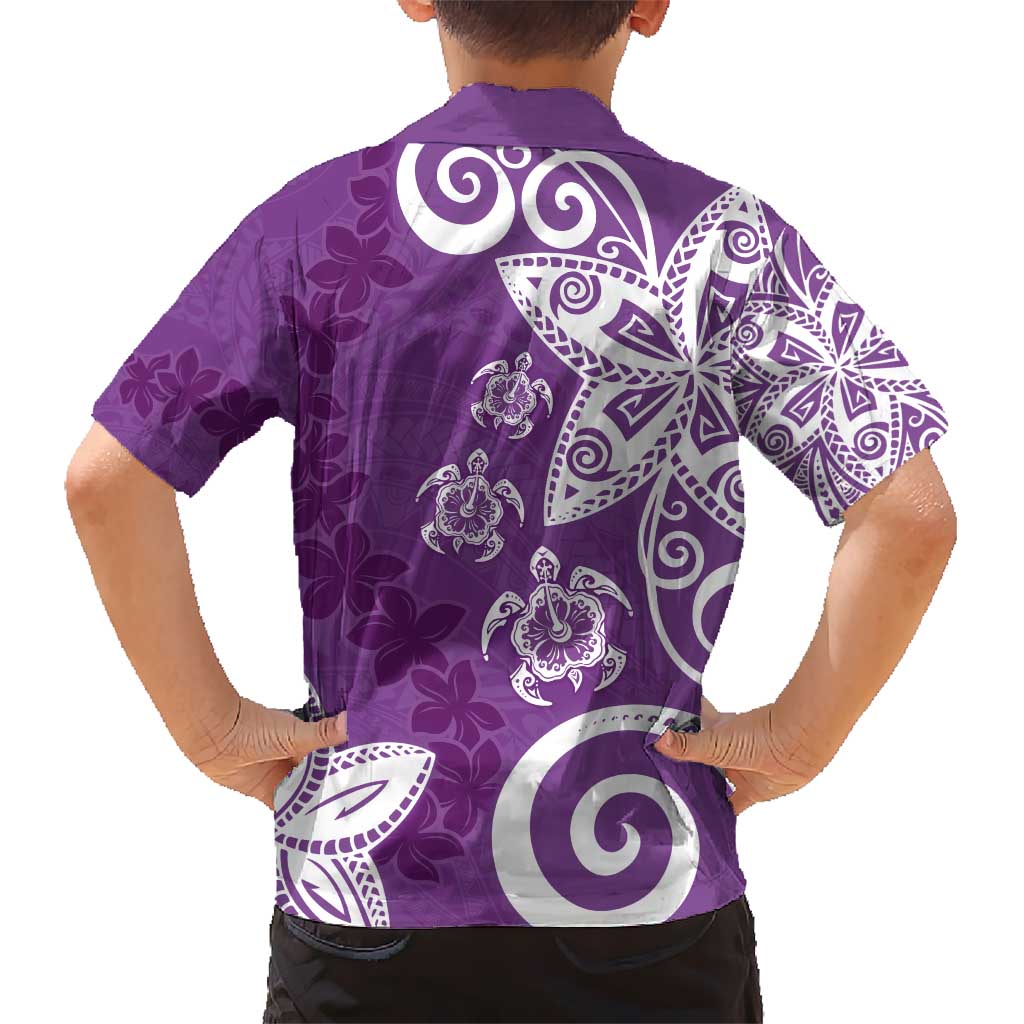 Polynesia Hawaiian Shirt Purple Tribal Turtle Floral Pattern LT05 - Polynesian Pride