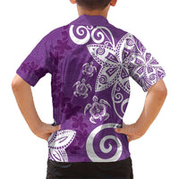 Polynesia Hawaiian Shirt Purple Tribal Turtle Floral Pattern LT05 - Polynesian Pride