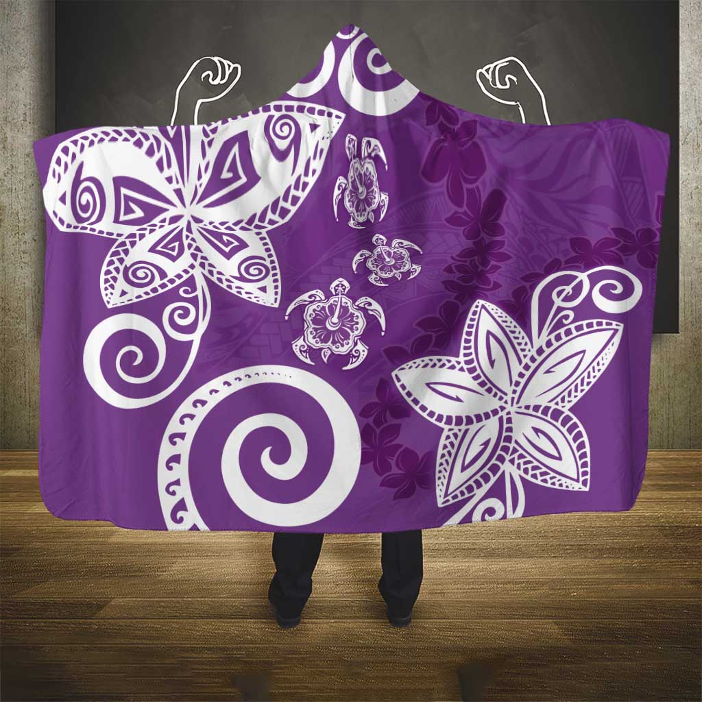 Polynesia Hooded Blanket Purple Tribal Turtle Floral Pattern LT05 - Polynesian Pride