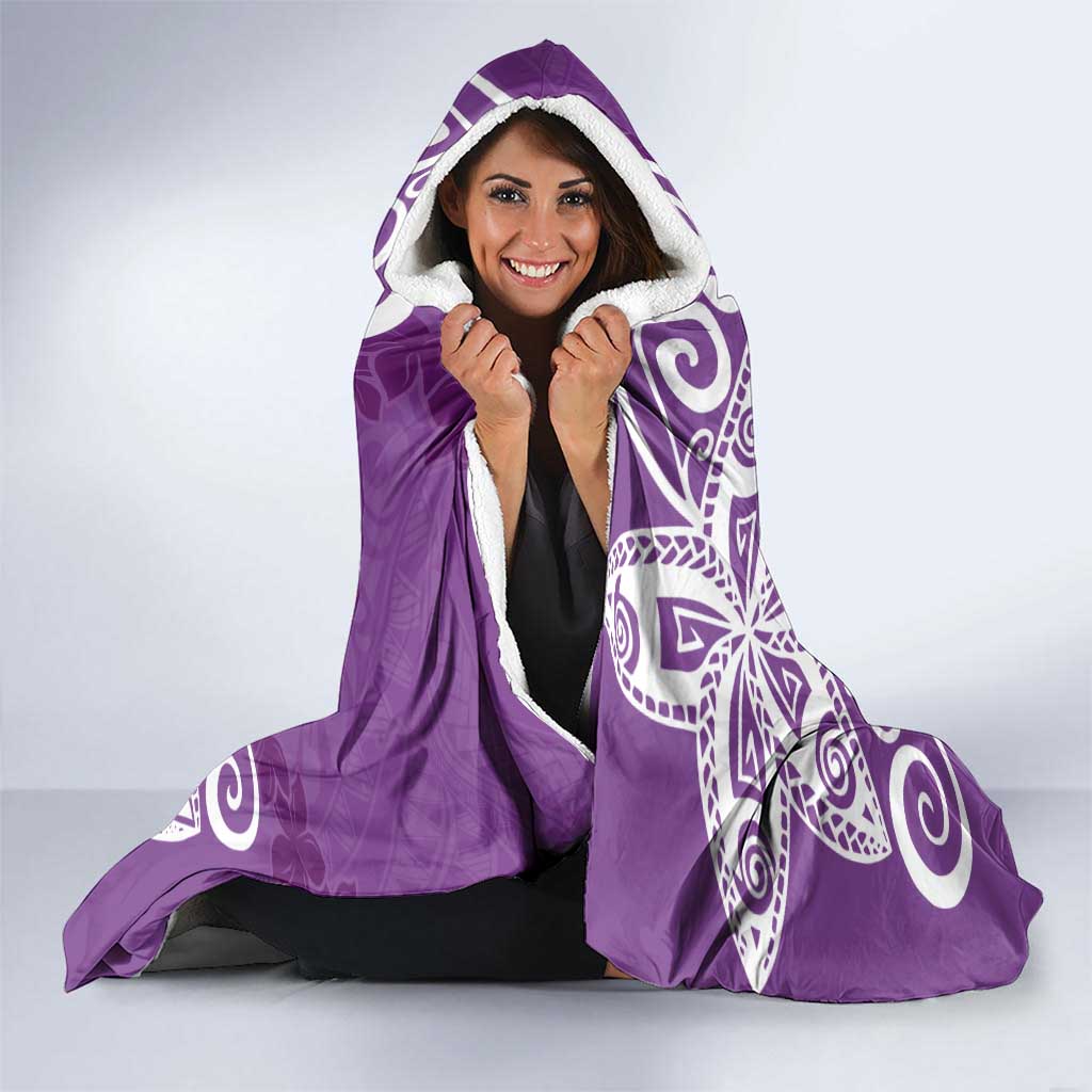 Polynesia Hooded Blanket Purple Tribal Turtle Floral Pattern LT05 - Polynesian Pride