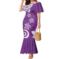 Polynesia Mermaid Dress Purple Tribal Turtle Floral Pattern LT05 Women Purple - Polynesian Pride