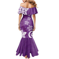 Polynesia Mermaid Dress Purple Tribal Turtle Floral Pattern LT05 - Polynesian Pride