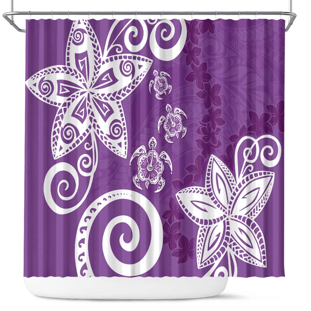 Polynesia Shower Curtain Purple Tribal Turtle Floral Pattern LT05 Purple - Polynesian Pride