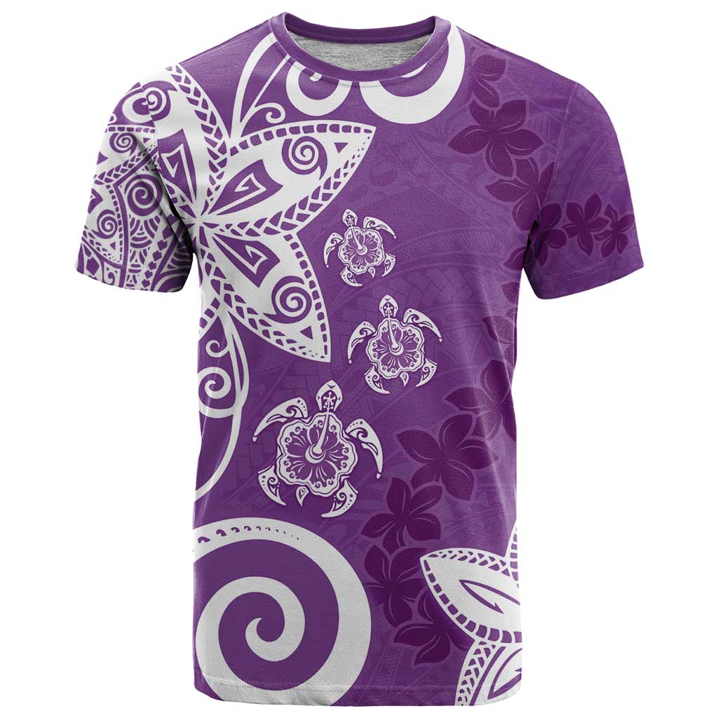 Polynesia T Shirt Purple Tribal Turtle Floral Pattern LT05 Purple - Polynesian Pride