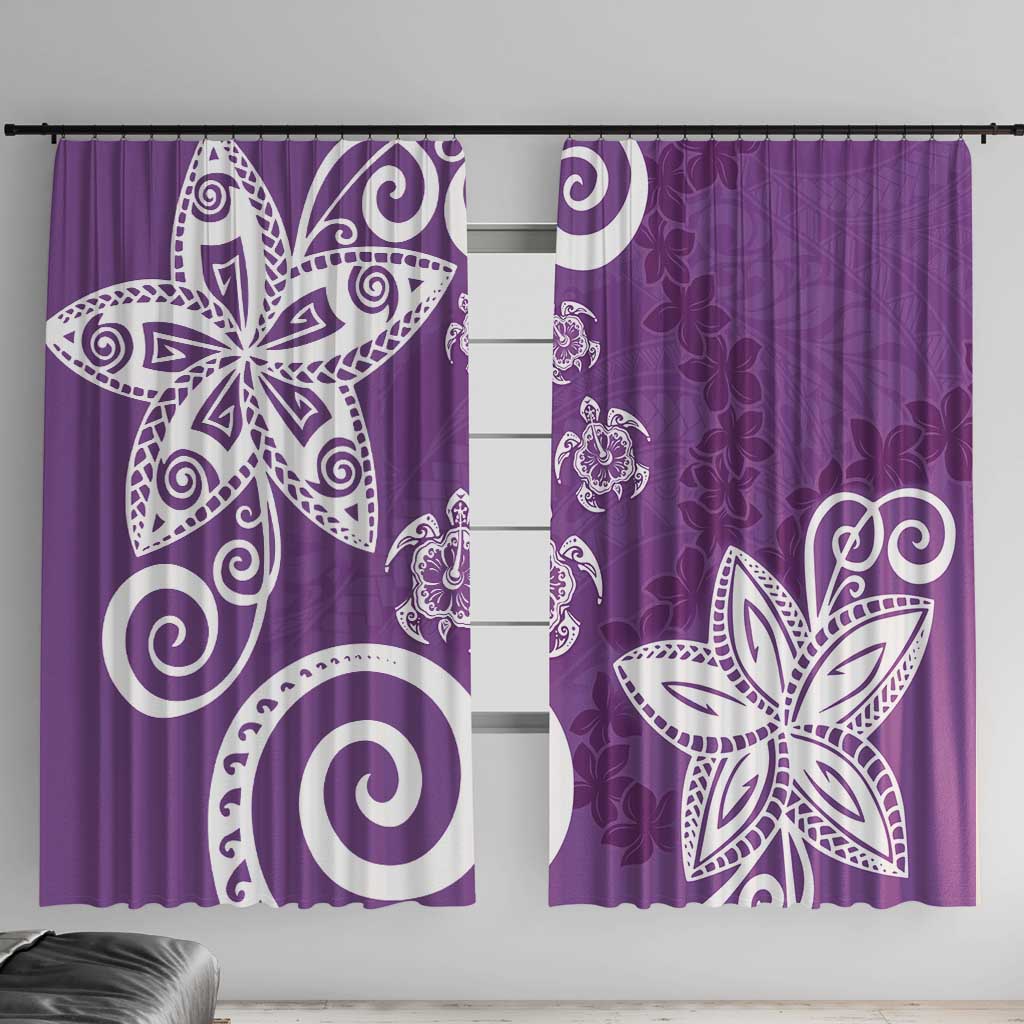 Polynesia Window Curtain Purple Tribal Turtle Floral Pattern LT05 With Hooks Purple - Polynesian Pride