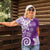 Polynesia Women Polo Shirt Purple Tribal Turtle Floral Pattern