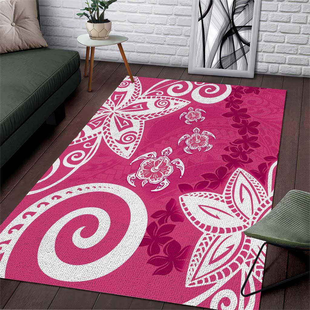 Polynesia Area Rug Pink Tribal Turtle Floral Pattern LT05 Pink - Polynesian Pride