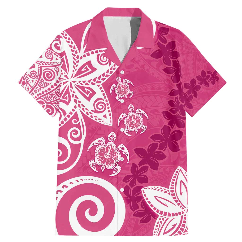 Polynesia Family Matching Mermaid Dress and Hawaiian Shirt Pink Tribal Turtle Floral Pattern LT05 Dad's Shirt - Short Sleeve Pink - Polynesian Pride