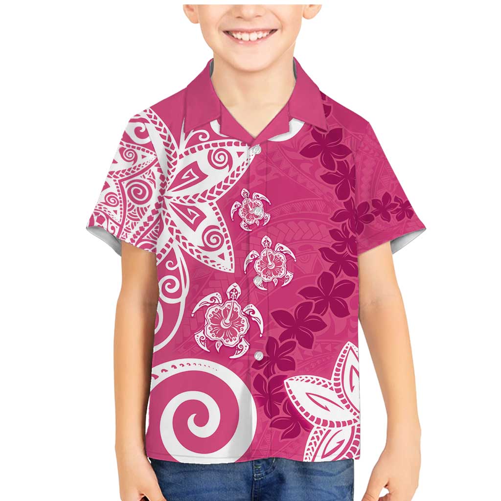 Polynesia Family Matching Mermaid Dress and Hawaiian Shirt Pink Tribal Turtle Floral Pattern LT05 Son's Shirt Pink - Polynesian Pride