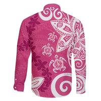 Polynesia Family Matching Tank Maxi Dress and Hawaiian Shirt Pink Tribal Turtle Floral Pattern