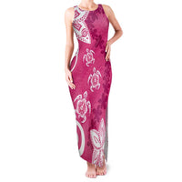 Polynesia Family Matching Tank Maxi Dress and Hawaiian Shirt Pink Tribal Turtle Floral Pattern