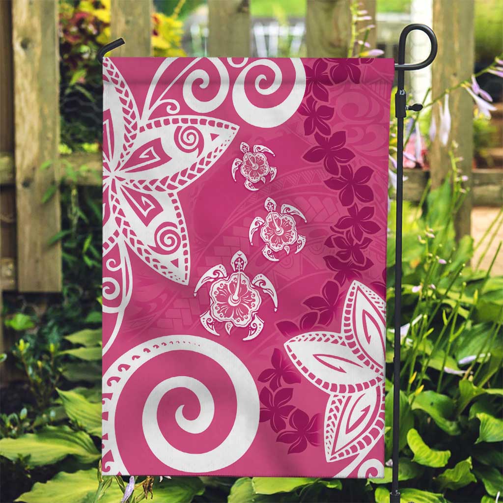 Polynesia Garden Flag Pink Tribal Turtle Floral Pattern LT05 Garden Flag Pink - Polynesian Pride
