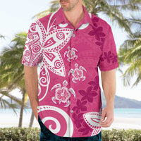 Polynesia Hawaiian Shirt Pink Tribal Turtle Floral Pattern LT05 - Polynesian Pride