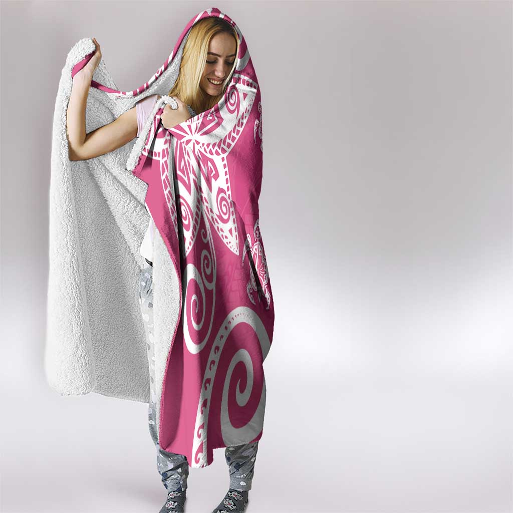Polynesia Hooded Blanket Pink Tribal Turtle Floral Pattern LT05 - Polynesian Pride