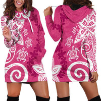 Polynesia Hoodie Dress Pink Tribal Turtle Floral Pattern LT05 - Polynesian Pride