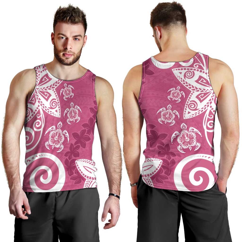 Polynesia Men Tank Top Pink Tribal Turtle Floral Pattern LT05 - Polynesian Pride