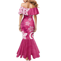 Polynesia Mermaid Dress Pink Tribal Turtle Floral Pattern LT05 - Polynesian Pride