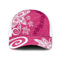 Polynesia Mesh Trucker Cap Pink Tribal Turtle Floral Pattern - Polynesian Pride