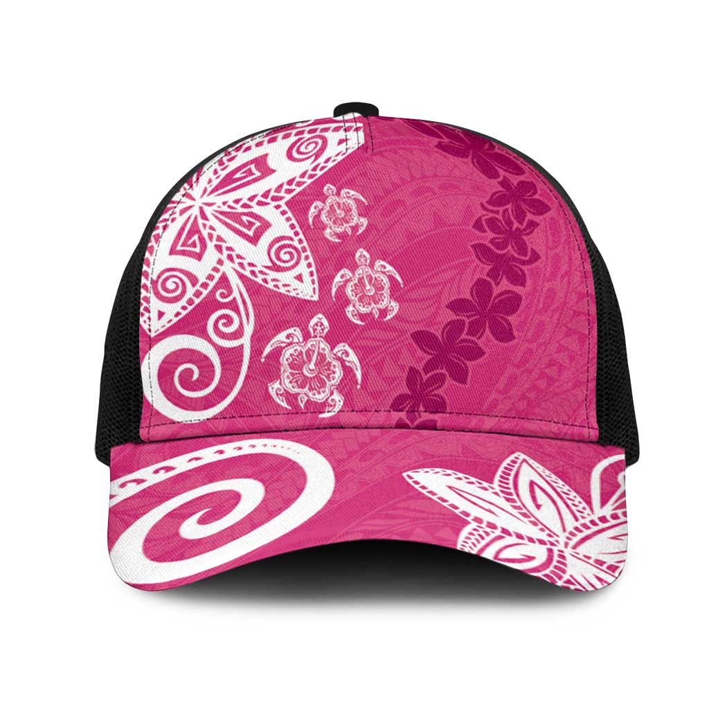 Polynesia Mesh Trucker Cap Pink Tribal Turtle Floral Pattern - Polynesian Pride