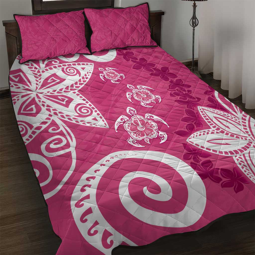 Polynesia Quilt Bed Set Pink Tribal Turtle Floral Pattern LT05 Pink - Polynesian Pride