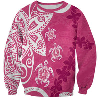 Polynesia Sweatshirt Pink Tribal Turtle Floral Pattern LT05 Unisex Pink - Polynesian Pride
