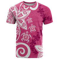 Polynesia T Shirt Pink Tribal Turtle Floral Pattern LT05 Pink - Polynesian Pride