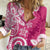 Polynesia Women Casual Shirt Pink Tribal Turtle Floral Pattern