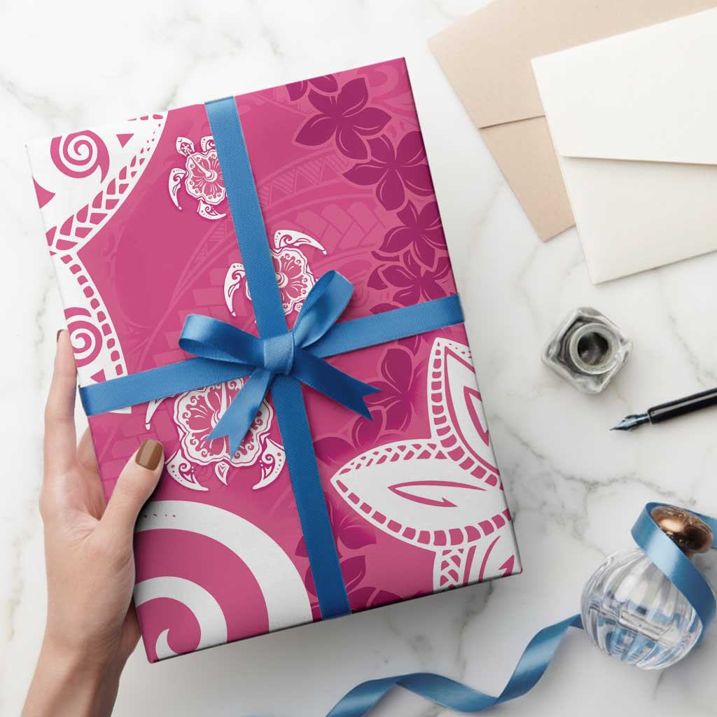 Polynesia Wrapping Paper Pink Tribal Turtle Floral Pattern - Polynesian Pride